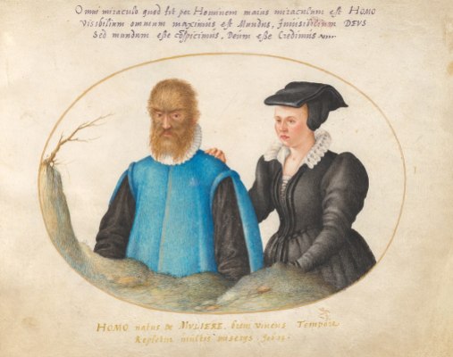 Petrus Gonsalvus y "Catherine", Joris Hoefnagel, 1575.